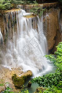 美丽的瀑布岩石公园测量植物溪流森林流动环境小溪石头图片