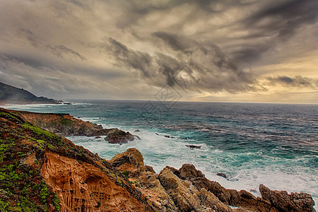 加利福尼亚中部海岸大苏尔混凝土悬崖影像地标色彩钢筋暴风雨山脉海滩拱桥图片