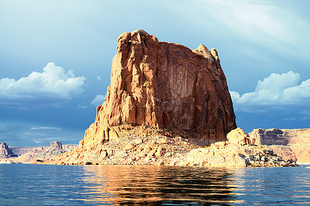湖沟水地标岩石旅游蓝色砂岩橙子旅行荒野沙漠台面图片