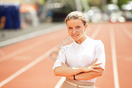 运动体育场女运动员商业管理员成就生意人衣领管理人员速度活力跑步合作女性成人图片