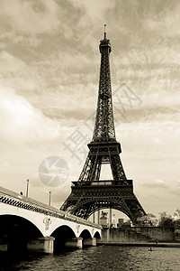 Eiffel塔 法国巴黎黑与白剪影遗产建筑城市旅行金属旅游图片