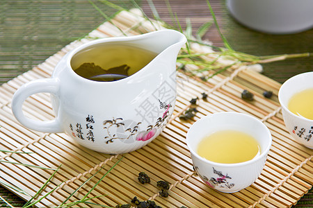 乌龙茶香味冰壶茶点竹子茶叶文化饮料营养扭曲香气背景图片