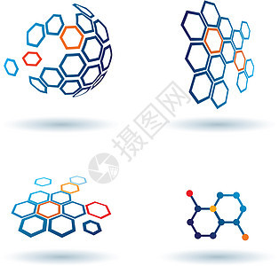 一套抽象图标 化学和社交网络概念的集技术聚合物药品地球化学家生物学科学依赖树脂顺序图片