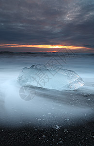 冰堡海滩海岸风景海景日落天空漂流蓝色冻结日出海浪图片