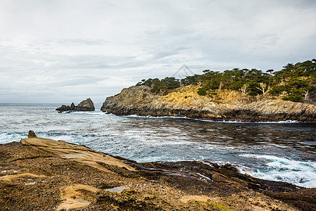 Point Lobos州自然保护区悬崖构造生态海景岩石保护区海洋地质崎岖外景图片