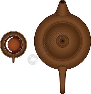 茶壶和茶杯喷口厨具棕色用具液体陶器盘子餐具杯子坡度图片