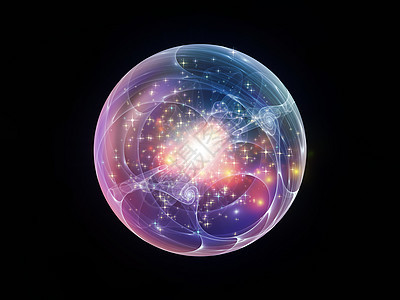 虚拟分形球体积几何学径向作品渲染粒子星星曲线中心大理石图片