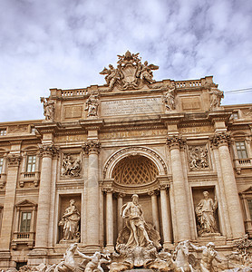 罗马的特雷维不老泉 秋季旅行正方形风格瀑布文化地标广场纪念碑雕塑旅游图片
