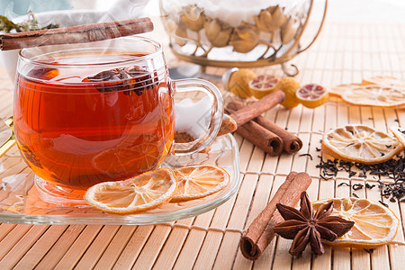 果茶饮食杯子橙子食物柠檬玻璃早餐饮料树叶叶子图片