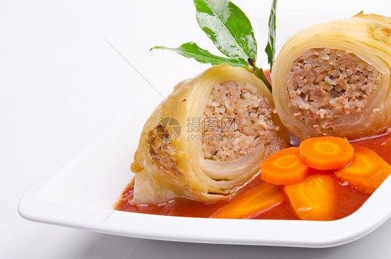 白菜卷胡椒蔬菜午餐牛肉盘子猪肉面包抛光食物美食图片