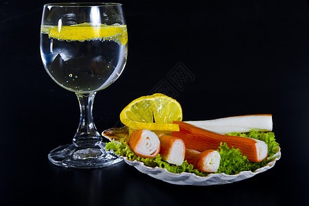 虾沙拉水果绿色营养红色贝类螃蟹宏观钢巴饮食黑色图片