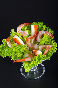 虾沙拉宏观小吃水果营养钢巴螃蟹海洋绿色美食贝类图片