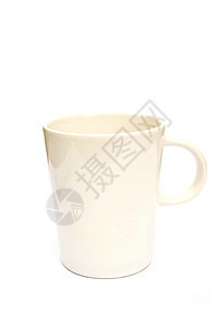 在白背景上孤立的白色杯子陶瓷阴影制品咖啡时间咖啡杯餐具反射图片