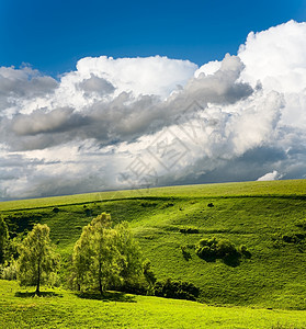 蓝色天空中的白云绿草地旅行海洋风景热带植被支撑丝绸天堂荒野植物图片