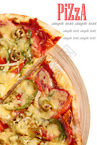 孤立的意大利新披萨美食洋葱饮食垃圾脆皮面团圆圈育肥香肠小吃图片