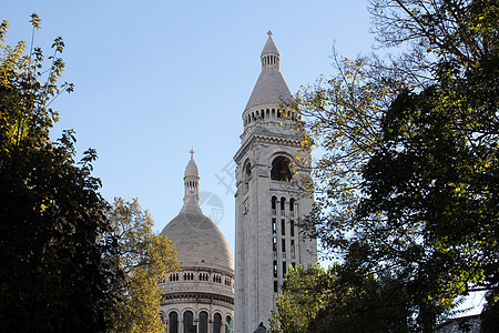 巴黎Montmartre圣心巴西公司假期胭脂照片游客建筑首都圣物蓝色旅行圆顶图片