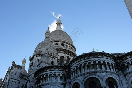 巴黎Montmartre圣心巴西公司大教堂历史性教会宗教旅游磨坊圆顶旅行蓝色圣物图片