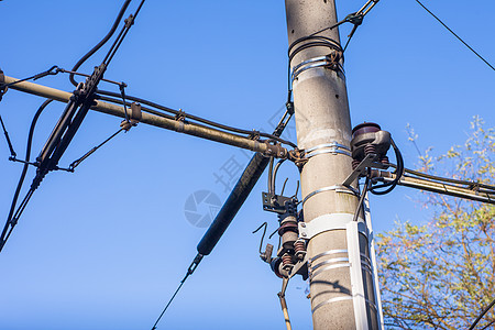 高压电源电缆火车活力天空接线导体铁路建造电气力量公用事业图片