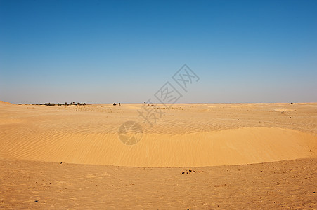 撒哈拉沙丘地形黄色口渴远景爬坡蓝色踪迹涟漪天空海滩图片