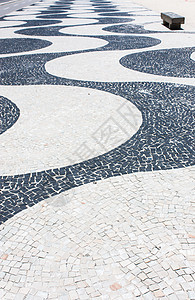 科帕卡巴纳黑色石头长廊城市地面人行道海浪旅行路面曲线图片