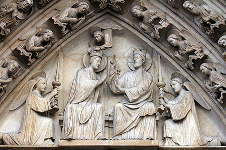 圣母大教堂 巴黎 维尔京的门户建筑学塑像石头喷口教会宗教上帝入口地标宽慰图片