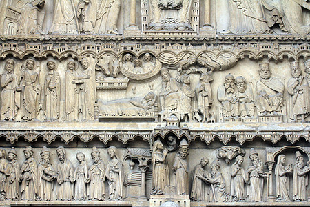 圣母大教堂 巴黎 圣安妮门户网站石头喇叭纪念碑上帝艺术塑像建筑学雕刻宽慰文化图片