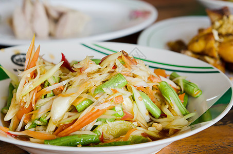 辣辣色沙拉木瓜美食食物盘子香料营养蔬菜背景图片