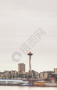 西雅图市下城天际航海血管市中心全景码头场景景观天空城市图片