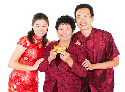 亚裔中华家庭问候图片