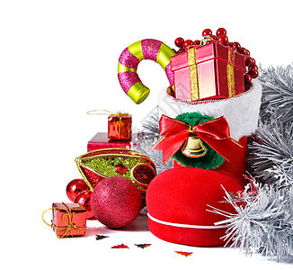 圣诞节装饰庆典季节丝带礼物盒红色季节性礼物派对鞋类新年图片