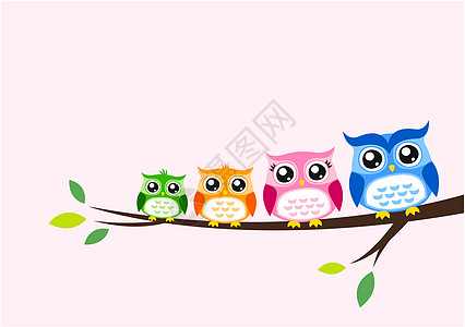 树木季节性贺礼的猫头鹰家庭婴儿母亲框架母性生日动物淋浴插图卡通片派对图片