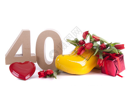 在荷兰式的情中年龄数字庆典展示盒子工作室生日周年植物郁金香惊喜派对图片