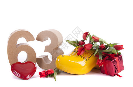 在荷兰式的情中年龄数字盒子植物幸福庆典花束郁金香周年派对纪念日礼物图片