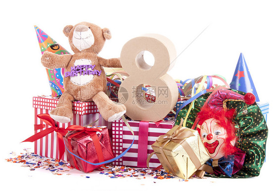 儿童生日在政党气氛中的年龄数字以年龄计纪念日派对帽子展示礼物孩子们惊喜包装盒子纸盒图片