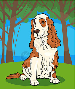 狗狗卡通画插图舌头小狗绘画国家森林猎犬犬类漫画卷曲尾巴图片