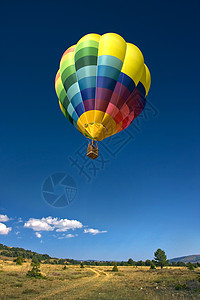 热空气气气球漂浮旅游旅行自由松树蓝色航班天空树木运动图片