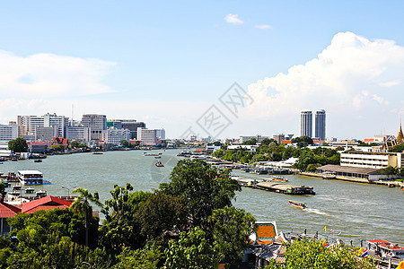 曼谷Chao Praya河的景象来自W山顶建筑物运输景观游客景点城市旅行地标旅游摩天大楼图片