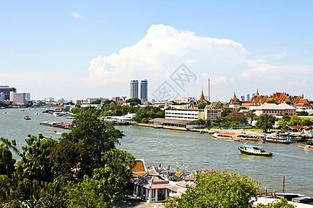 曼谷Chao Praya河的景象来自W山顶景观游客风景全景运输旅游景点场景城市地标图片