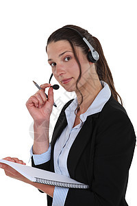 戴耳机的接待员服务台操作员麦克风工作服务销售量求助商务电话人士图片