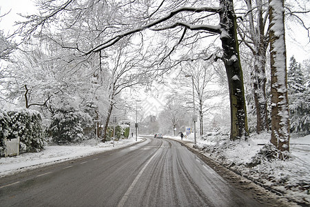 在荷兰的雪中驾车图片