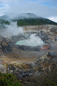 Poas火山烟雾地质特征首脑自然公园地标陨石火山锥锥体图片