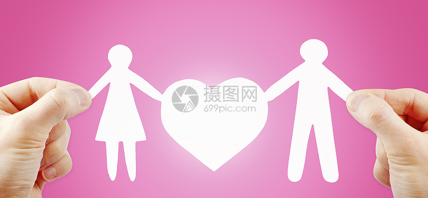 手捧心的纸家庭手指夫妻男人童年孩子父母母亲喜悦妻子女孩图片