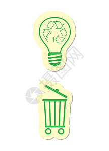 图标创造力科学环境力量垃圾灯泡玻璃插图绿色生态背景图片