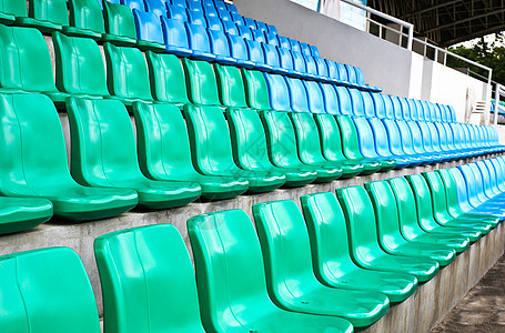 绿色和蓝色体育场座位长椅运动站立游戏音乐会团体塑料露天竞技场数字图片