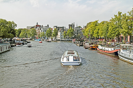 在荷兰阿姆斯特丹阿姆斯特尔河上观光旅游图片