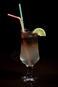 长岛鸡尾酒杯饮料酒吧玻璃苏打嘶嘶立方体食谱果汁柠檬稻草图片