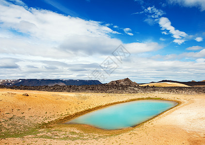 热热池蓝晶地标橙子陨石天空风景山脉乳白色地热火山口图片