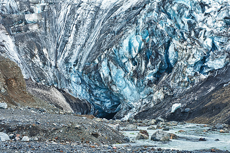 冰川冰洞远足场景冰山山沟鸿沟季节高度蓝色峡谷高山图片