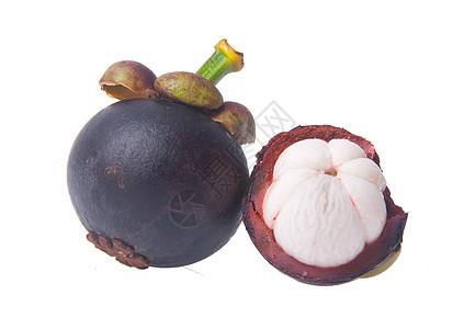 芒果水果和横截片 显示厚紫色皮肤美食圆形白色女王热带异国食物果汁情调山竹图片
