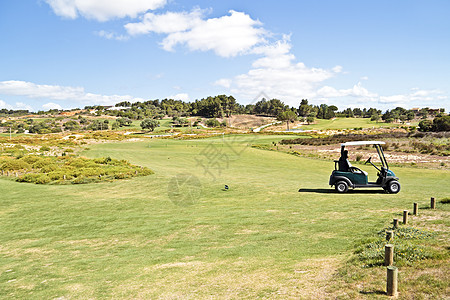 阿尔加夫葡萄牙高尔夫高尔夫课程竞赛闲暇娱乐俱乐部球座蓝色运动场地高尔夫球草地图片